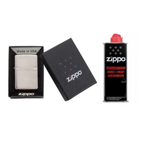 Zippo Brushed Chrome plus Benzyna 125ml