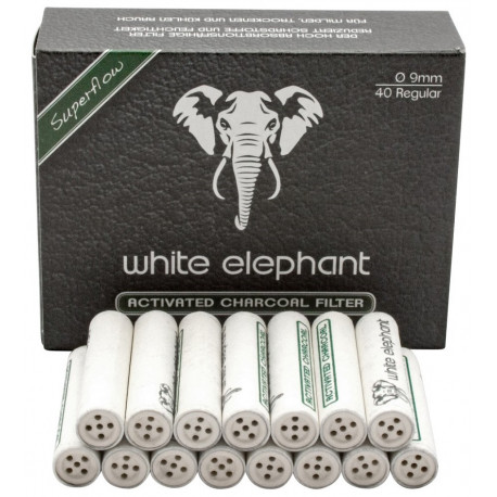 Filtry Węglowe do fajki White Elephant 9mm 40 sztuk