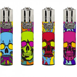 4 x Zapalniczka Clipper Colorful Skulls