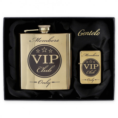Zestaw Vip Club Piersiówka 180ml i Zapalniczka
