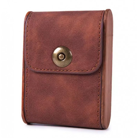 Etui Pudełko na Papierosy Drewno Eko Skóra Brązowe