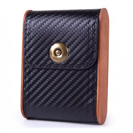 Etui Pudełko na Papierosy Drewno Eko Skóra Czarne