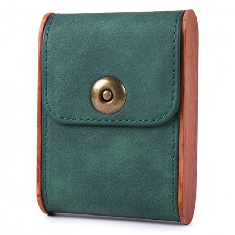 Etui Pudełko na Papierosy Drewno Eko Skóra Zielone