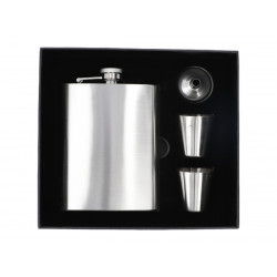 Zestaw Piersiówka stalowa srebrna 240 ml 2 x Kieliszek Lejek