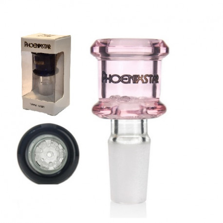 Cybuch szklany 14,5mm pink z sitkiem Phoenix Star