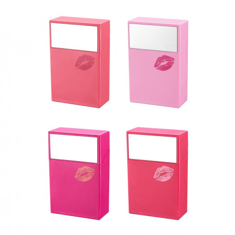 Etui Click Box na papierosy Grube 8mm z Lusterkiem mix Pink