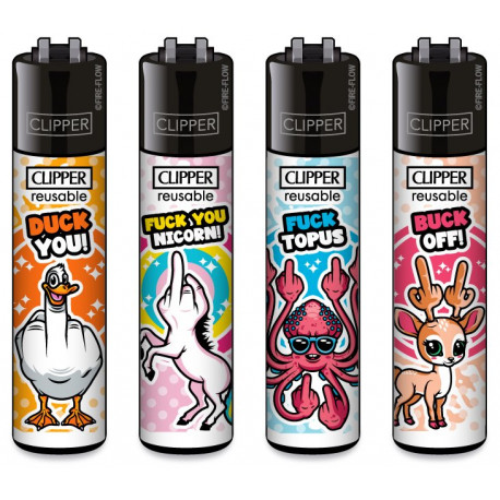 4 x Zapalniczka Clipper Fuck You Animals