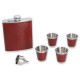 Zestaw XXL Piersiówka stalowa skóra brąz 540 ml 4 x Kieliszek Lejek