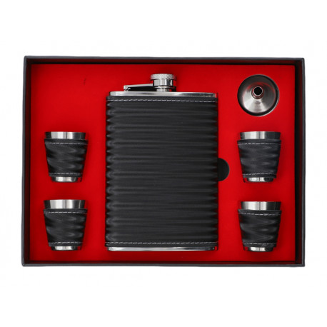 Zestaw Piersiówka stalowa 270 ml 4 x Kieliszek Lejek