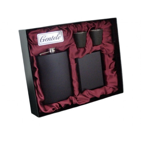 Zestaw Piersiówka Czarna 240 ml 2 x Kieliszek Papierośnica