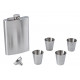 Zestaw Piersiówka stalowa srebrna 270ml 4 x Kieliszek Lejek