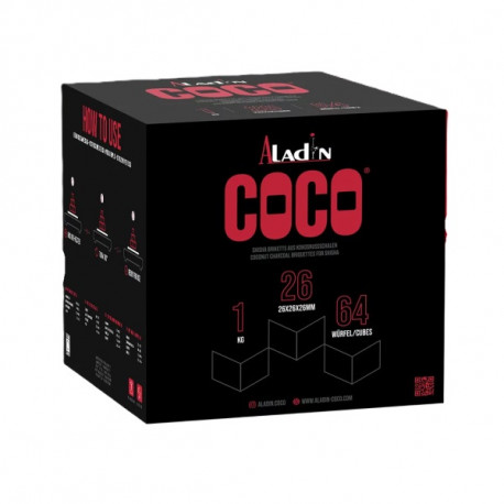 Aladin Coco Węgle kokosowe 1kg 64szt 26mm