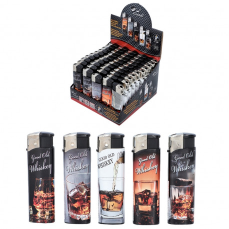Zapalniczka Piezo Whiskey 50szt mix BOX
