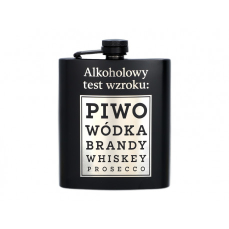 Piersiówka metalowa Czarna 210ml Alkoholowy Test Wzroku