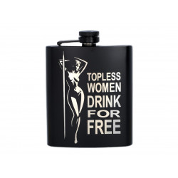 Piersiówka metalowa Czarna 210ml Topless Women Drink For Free