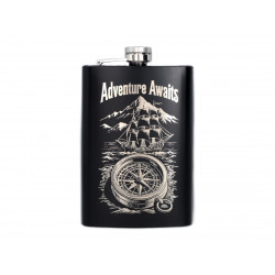 Piersiówka metalowa Czarna 270ml Adventure Awaits
