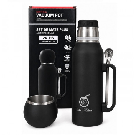 Termos SET Black do Yerba Mate 1,3 L + tykwa + bobilla