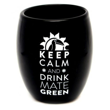 Matero tykwa Oval Black Keep Calm do Yerba Mate