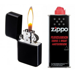 Zestaw zapalniczka benzynowa czarna plus benzyna Zippo